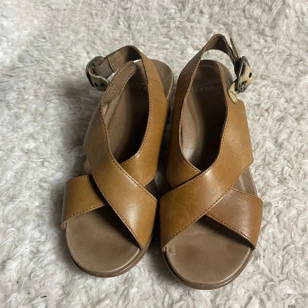 Dansko leather Brown wedge straps sandals EUR SZ37
